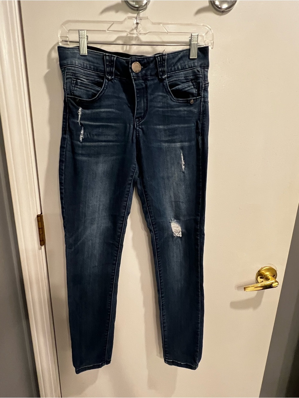 Democracy Dark Indigo Distressed Skinny Jeans
